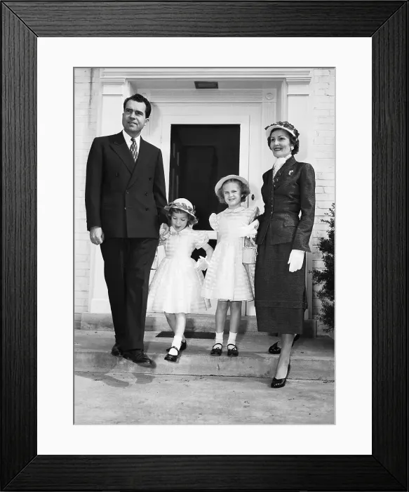 Framed Print : The Nixons In Front Of Home Framed Print : The Nixons In Front Of Home