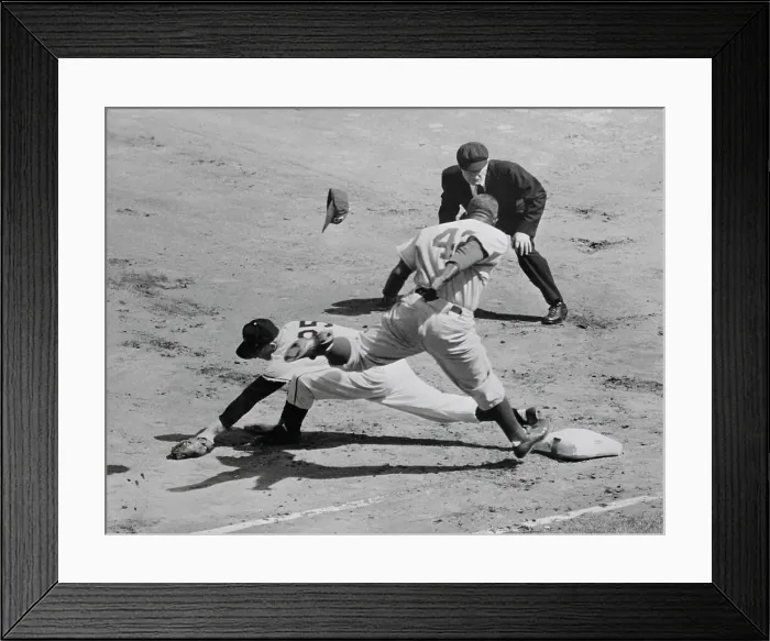 Framed Print : Jackie Robinson Tagging First Base Framed Print : Jackie Robinson Tagging First Base