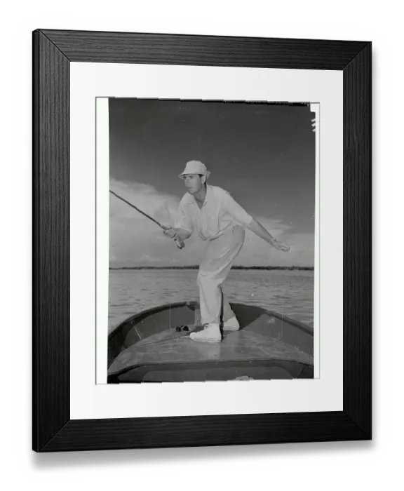 Framed Print : Ted Williams Throwing out Fishing Rod Framed Print : Ted Williams Throwing out Fishing Rod