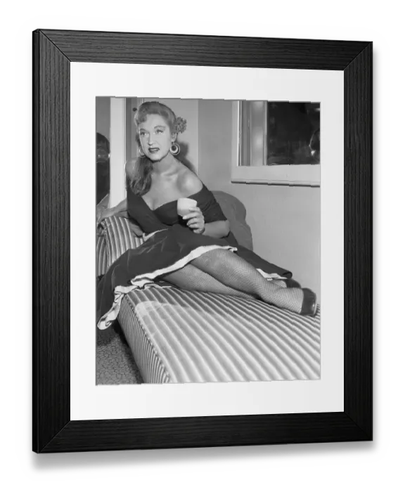 Framed Print : Rise Stevens Seated On Chaise Drinking Framed Print : Rise Stevens Seated On Chaise Drinking
