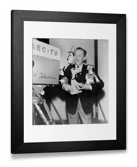 Framed Print : Walt Disney Holding Cartoon Stuffed Characters Framed Print : Walt Disney Holding Cartoon Stuffed Characters