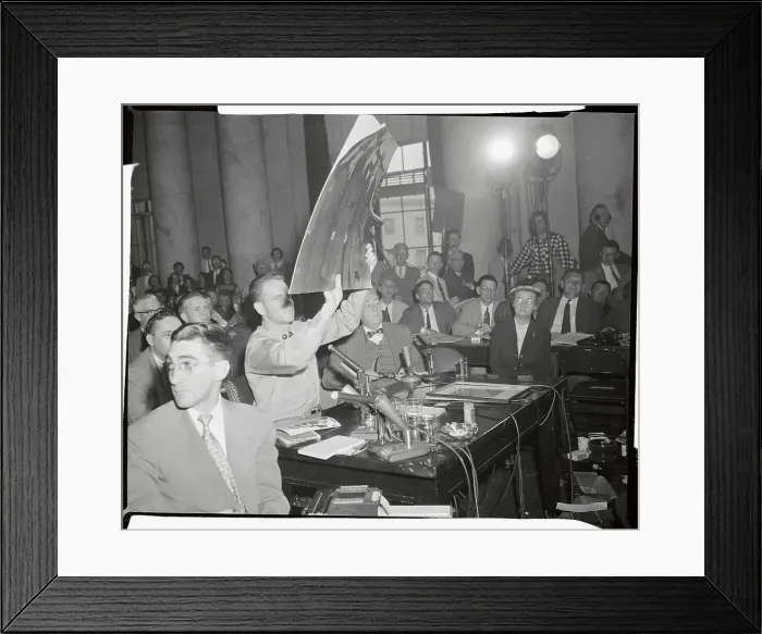 Framed Print : G. David Schine Holding up Evidence in Court
