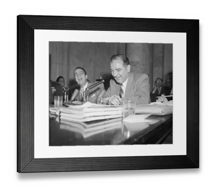 Framed Print : Joseph R. McCarthy and Roy Cohn Laughing in Hearing Framed Print : Joseph R. McCarthy and Roy Cohn Laughing in Hearing
