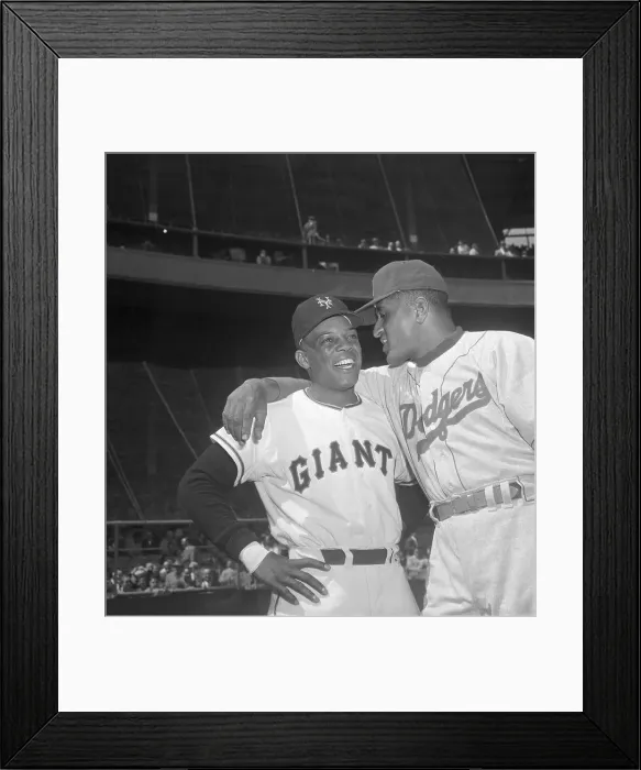Framed Print : Willie Mays and Don Newcombe in Friendly Pose Framed Print : Willie Mays and Don Newcombe in Friendly Pose