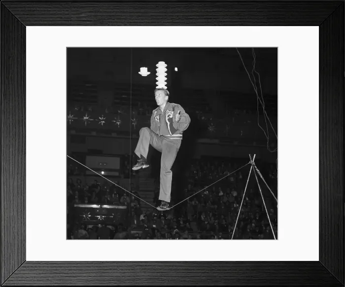 Framed Print : Cups and Saucers on Rope Walker Framed Print : Cups and Saucers on Rope Walker