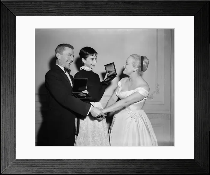 Framed Print : David Wayne, Audrey Hepburn, and Faye Emerson with Tonys Framed Print : David Wayne, Audrey Hepburn, and Faye Emerson with Tonys