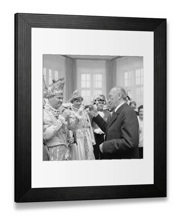 Framed Print : Konrad Adenauer and Colleague Drinking Beer