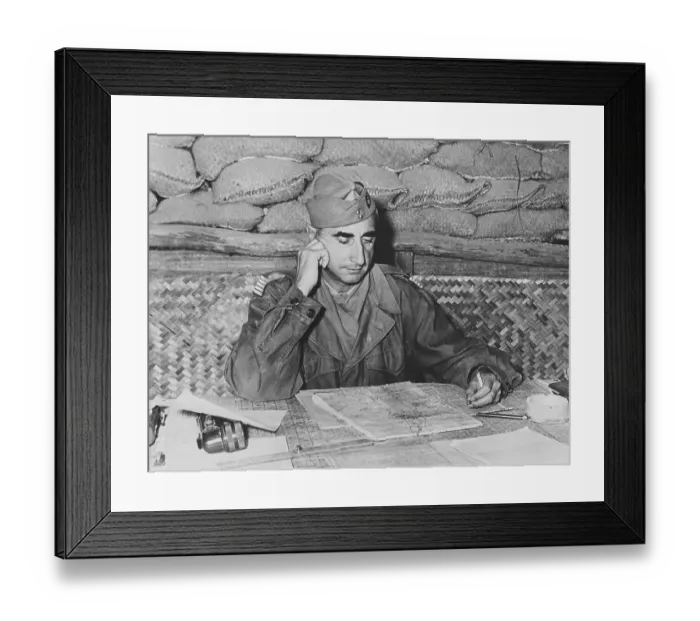 Framed Print : Christian De Castries Reviewing Maps Framed Print : Christian De Castries Reviewing Maps