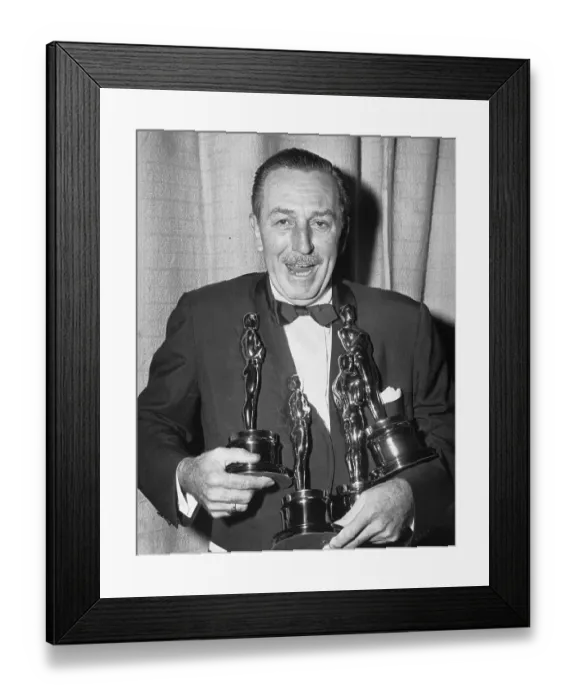 Framed Print : Filmmaker Walt Disney with Four Oscars Framed Print : Filmmaker Walt Disney with Four Oscars