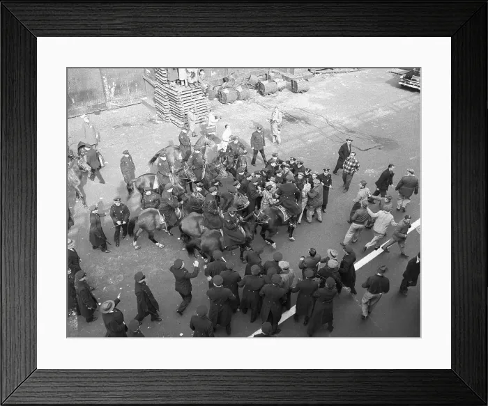 Framed Print : Mounted Police Block Advance of Strikers Framed Print : Mounted Police Block Advance of Strikers