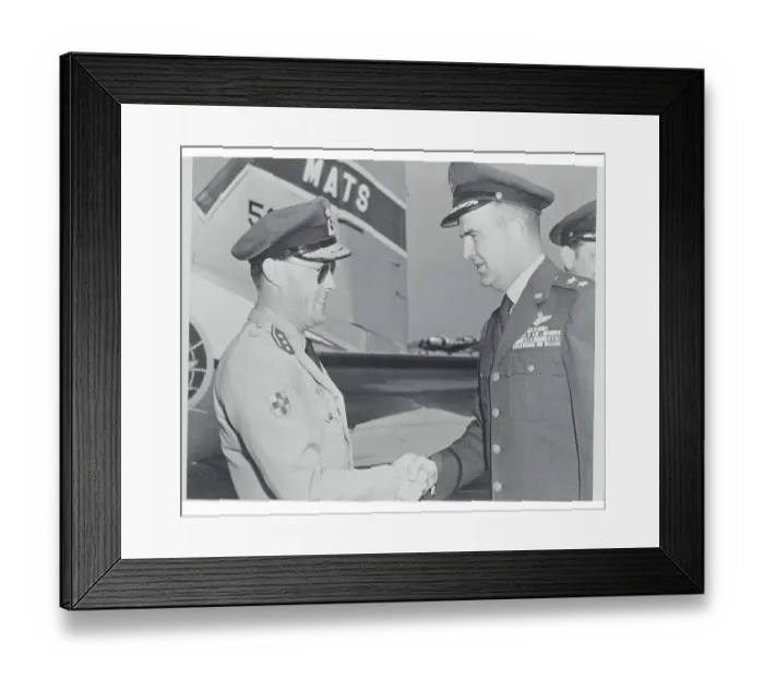 Framed Print : Prince Bernhard Shaking Hands with Dean C. Strother Framed Print : Prince Bernhard Shaking Hands with Dean C. Strother