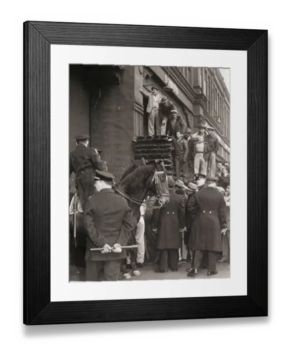 Framed Print : Strikers Heckle Those Still Working