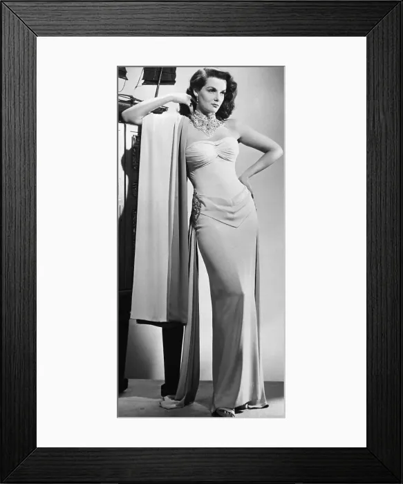 Framed Print : Jane Russell Posing in White Evening Gown Framed Print : Jane Russell Posing in White Evening Gown