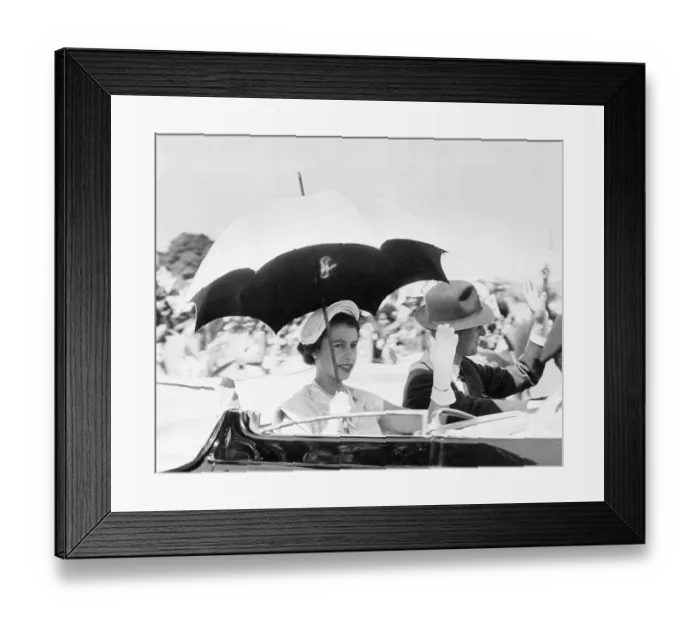 Framed Print : Queen Elizabeth II Prince Philip in Open Car Framed Print : Queen Elizabeth II Prince Philip in Open Car