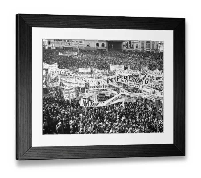 Framed Print : Crowd Rallies for Juan Peron Speech Framed Print : Crowd Rallies for Juan Peron Speech