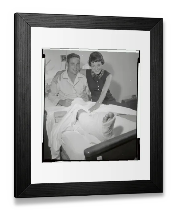 Framed Print : Bobby Thomson with Wife in Hospital Room Framed Print : Bobby Thomson with Wife in Hospital Room