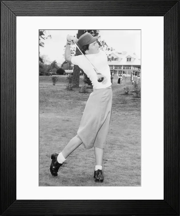 Framed Print : Louise Suggs Teeing Off Framed Print : Louise Suggs Teeing Off