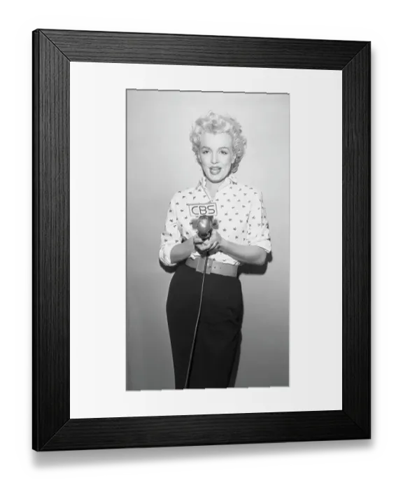 Framed Print : Marilyn Monroe Holding CBS Microphone Framed Print : Marilyn Monroe Holding CBS Microphone