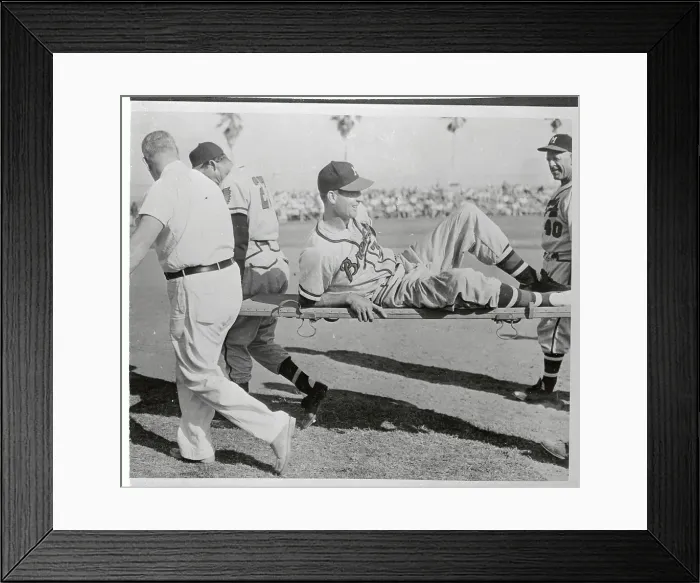 Framed Print : Bobby Thomson Being Removed by Stretcher Framed Print : Bobby Thomson Being Removed by Stretcher