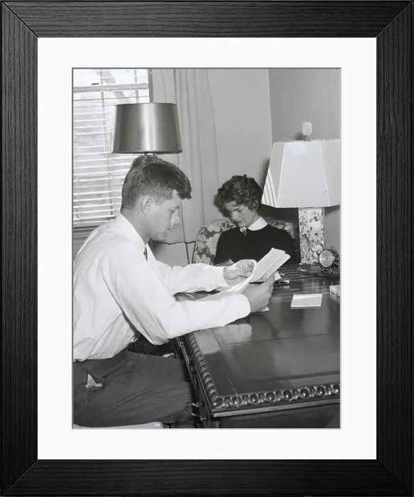 Framed Print : John And Jackie Kennedy Studying Framed Print : John And Jackie Kennedy Studying