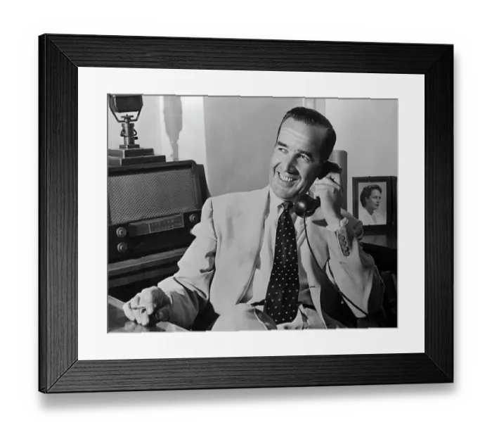 Framed Print : Portrait of Edward Murrow Talking on Phone Framed Print : Portrait of Edward Murrow Talking on Phone