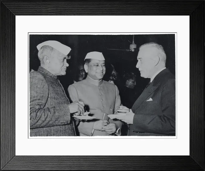 Framed Print : Louis St. Laurent Conversing with Indian Officials Framed Print : Louis St. Laurent Conversing with Indian Officials