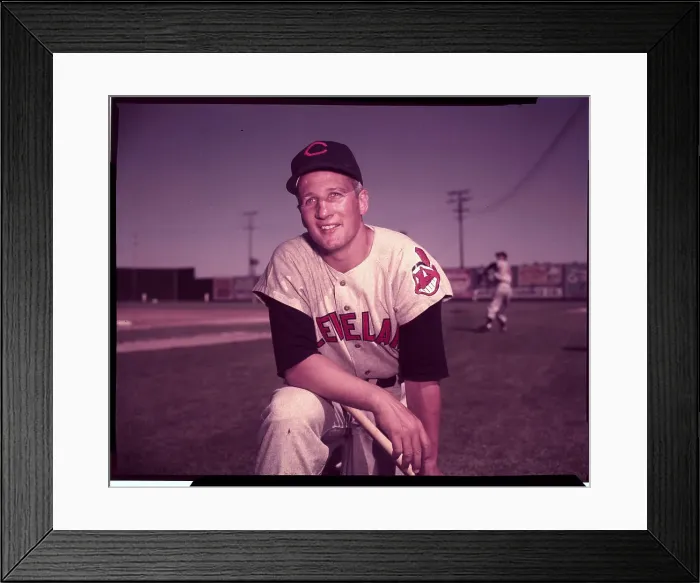 Framed Print : Al Rosen Bending Down on Baseball Field Framed Print : Al Rosen Bending Down on Baseball Field