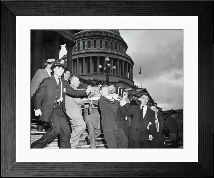 Framed Print : Kenneth Roberts Leaves Capitol on Stretcher Framed Print : Kenneth Roberts Leaves Capitol on Stretcher