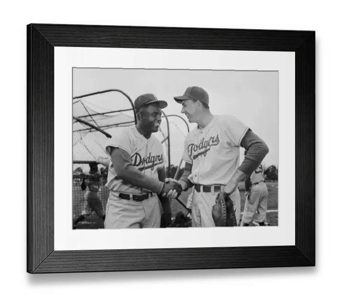 Framed Print : Gil Hodges Shaking Hands with Jackie Robinson Framed Print : Gil Hodges Shaking Hands with Jackie Robinson