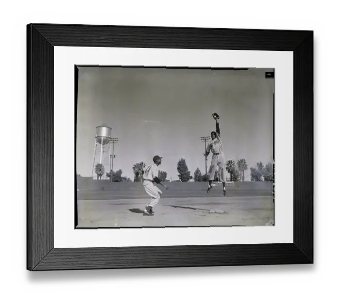 Framed Print : Gene Baker Cathing High Ball; Ernie Bank