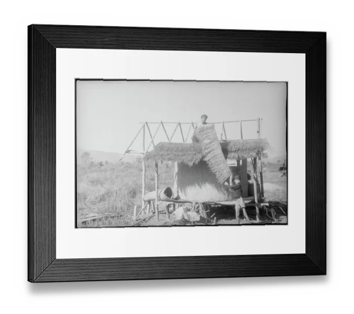Framed Print : Hut Being Repaired by Villagers Framed Print : Hut Being Repaired by Villagers