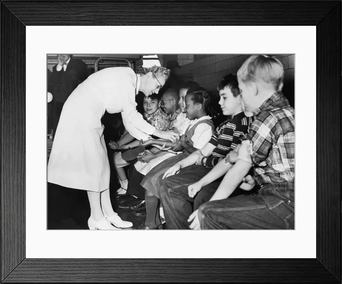 Framed Print : Nurse Preparing Children for Polio Vaccine Shots Framed Print : Nurse Preparing Children for Polio Vaccine Shots