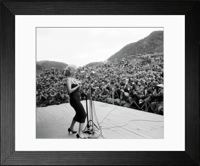 Framed Print : Marilyn Monroe Entertaining Marines Framed Print : Marilyn Monroe Entertaining Marines