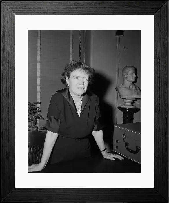 Framed Print : Dr. Margaret Mead Sitting Comfortably While Talking to Reporters Framed Print : Dr. Margaret Mead Sitting Comfortably While Talking to Reporters