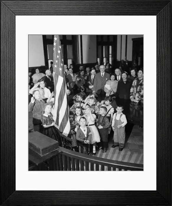 Framed Print : School Children Saluting the Flag Framed Print : School Children Saluting the Flag