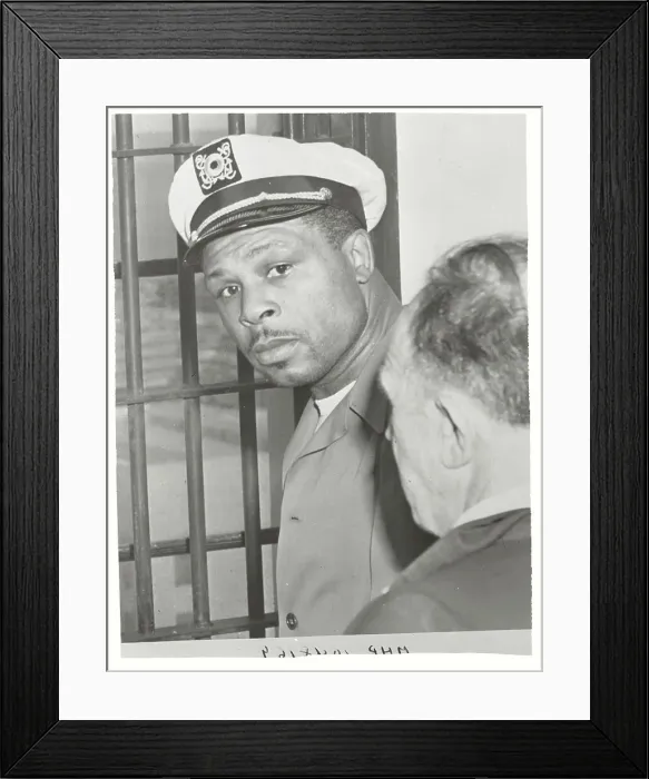 Framed Print : Boxer Archie Moore Wearing Cap as He Leaves Jail Framed Print : Boxer Archie Moore Wearing Cap as He Leaves Jail