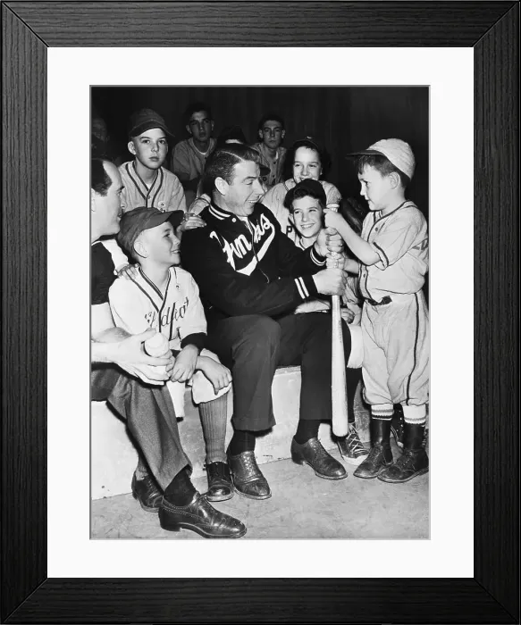 Framed Print : Joe DiMaggio with Little League Team Framed Print : Joe DiMaggio with Little League Team