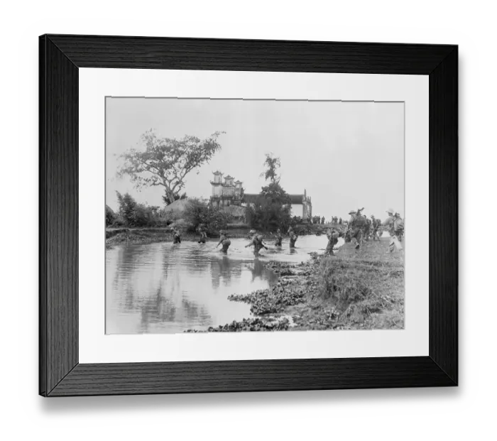 Framed Print : French Soldiers Footing River Framed Print : French Soldiers Footing River