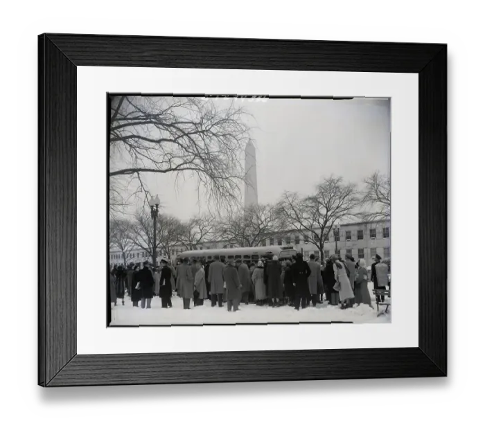 Framed Print : Government Workers Line For Bus Framed Print : Government Workers Line For Bus