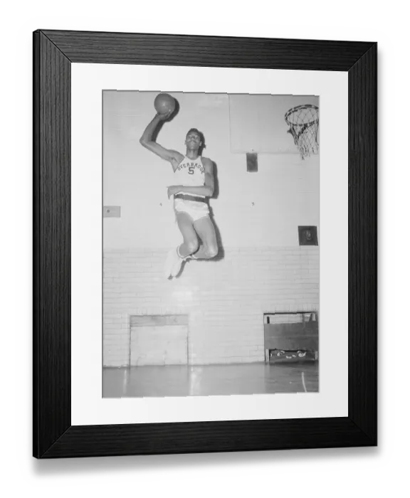 Framed Print : Young Wilt Chamberlain Going up for a Jump Framed Print : Young Wilt Chamberlain Going up for a Jump