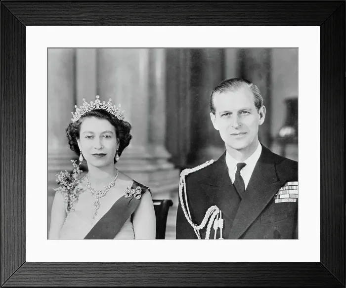 Framed Print : Queen Elizabeth II and Husband Duke of Edinburgh Posing in Royal Attire Framed Print : Queen Elizabeth II and Husband Duke of Edinburgh Posing in Royal Attire