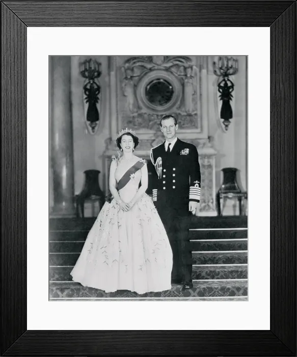 Framed Print : Queen Elizabeth II and Husband Duke of Edinburgh Posing in Royal Attire Framed Print : Queen Elizabeth II and Husband Duke of Edinburgh Posing in Royal Attire