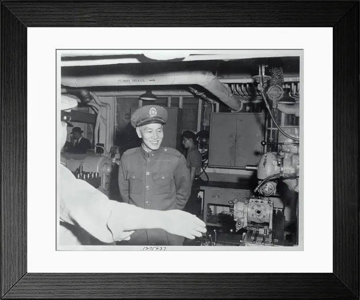 Framed Print : Chiang Kai-Shek Standing on Military Ship
