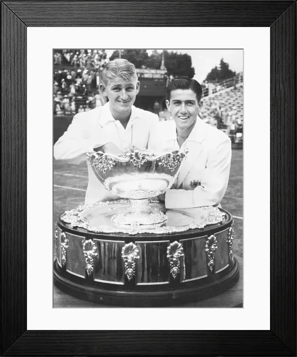 Framed Print : Lewis Hoad And Ken Rosewall Behind Davis Framed Print : Lewis Hoad And Ken Rosewall Behind Davis