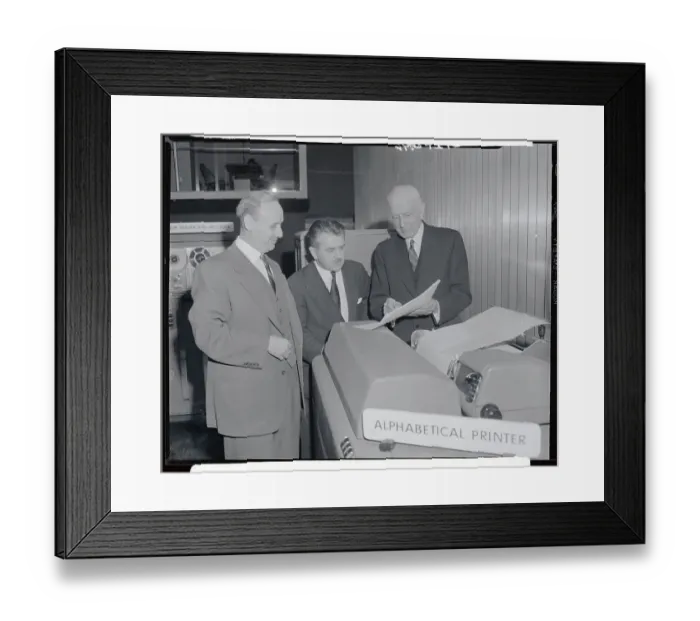 Framed Print : Thomas J. Watson and Others Examining Computer Framed Print : Thomas J. Watson and Others Examining Computer