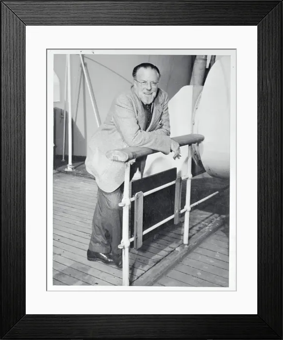 Framed Print : Christopher Morley Leaning on Ship Deck Framed Print : Christopher Morley Leaning on Ship Deck