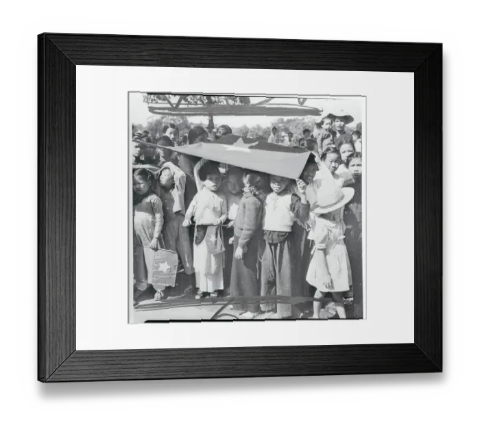 Framed Print : Small Children Holding Flag Over Their Heads Framed Print : Small Children Holding Flag Over Their Heads