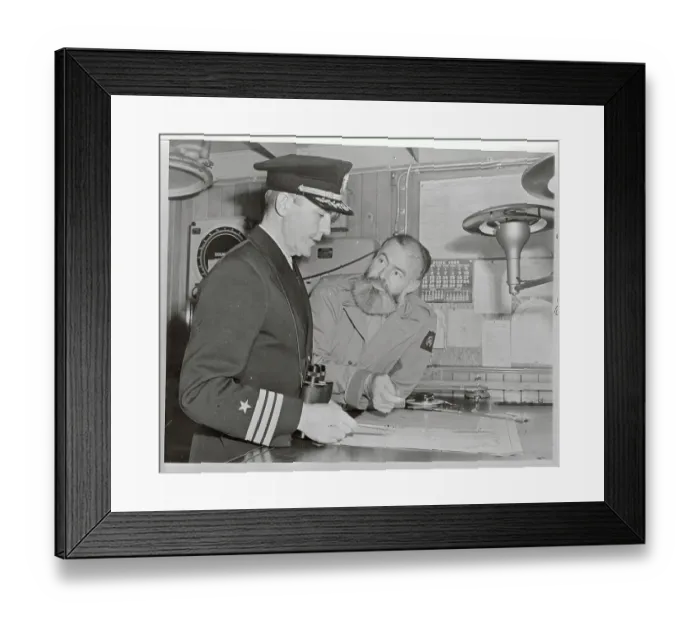 Framed Print : Ernest Hemingway Aboard Ship with Captain Framed Print : Ernest Hemingway Aboard Ship with Captain