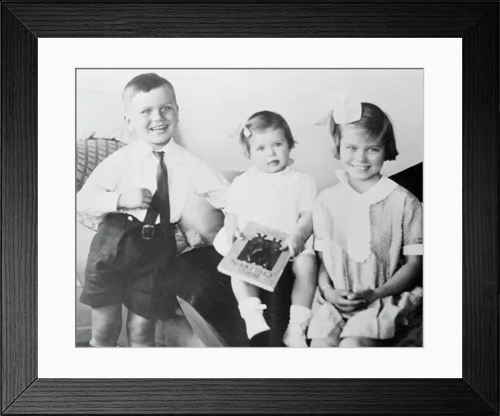 Framed Print : Childhood Portrait of Grace Kelly With Brother Jack and Sister Peggie Framed Print : Childhood Portrait of Grace Kelly With Brother Jack and Sister Peggie