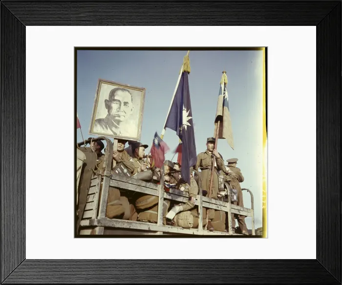 Framed Print : POWS Riding on Back of Truck with Flags and Large Poster Framed Print : POWS Riding on Back of Truck with Flags and Large Poster
